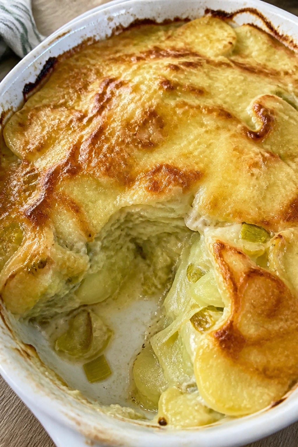 Creamy Potato and Leek Casserole with Gruyere