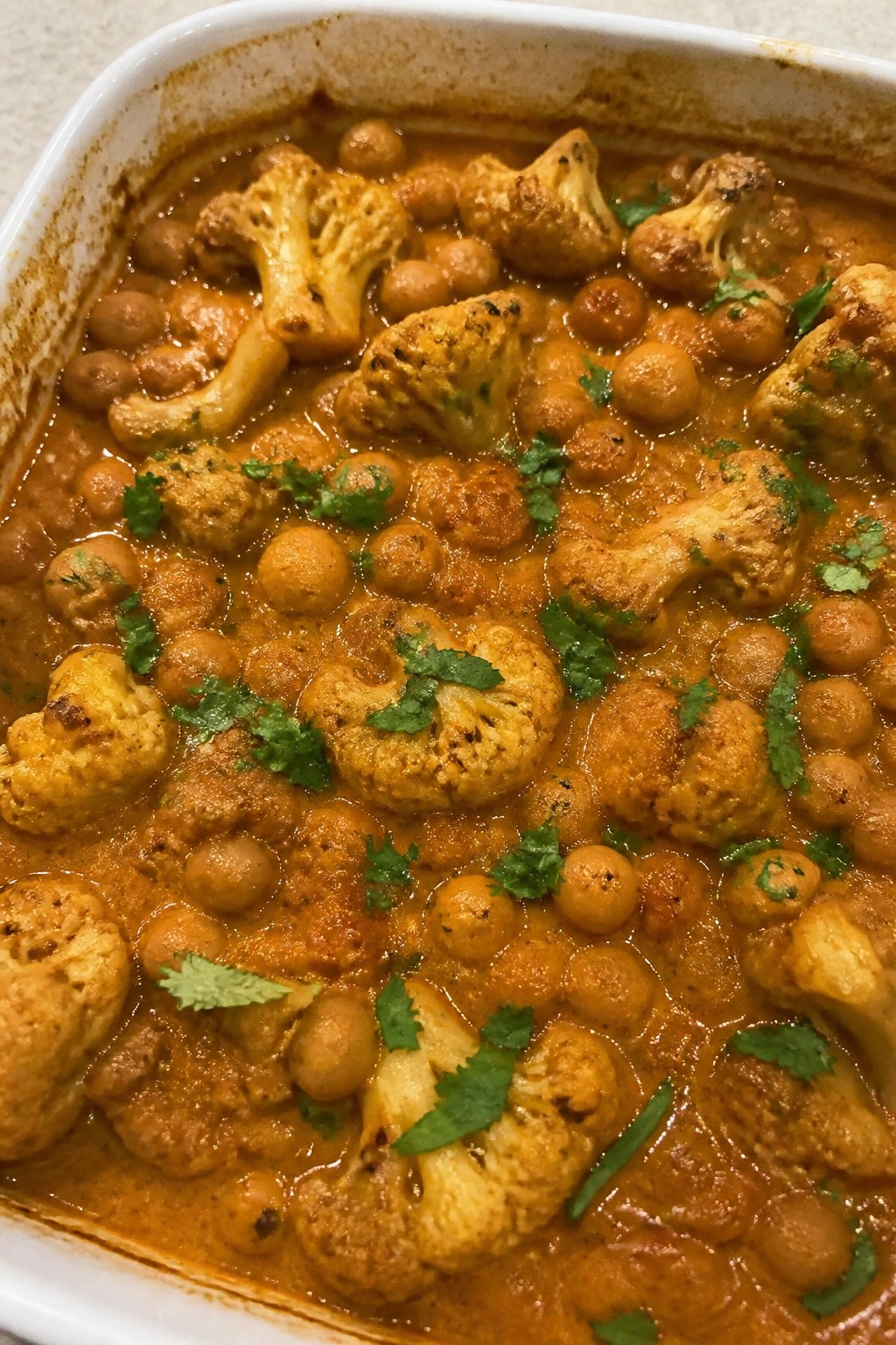 Cauliflower Chickpea Tikka Masala Casserole