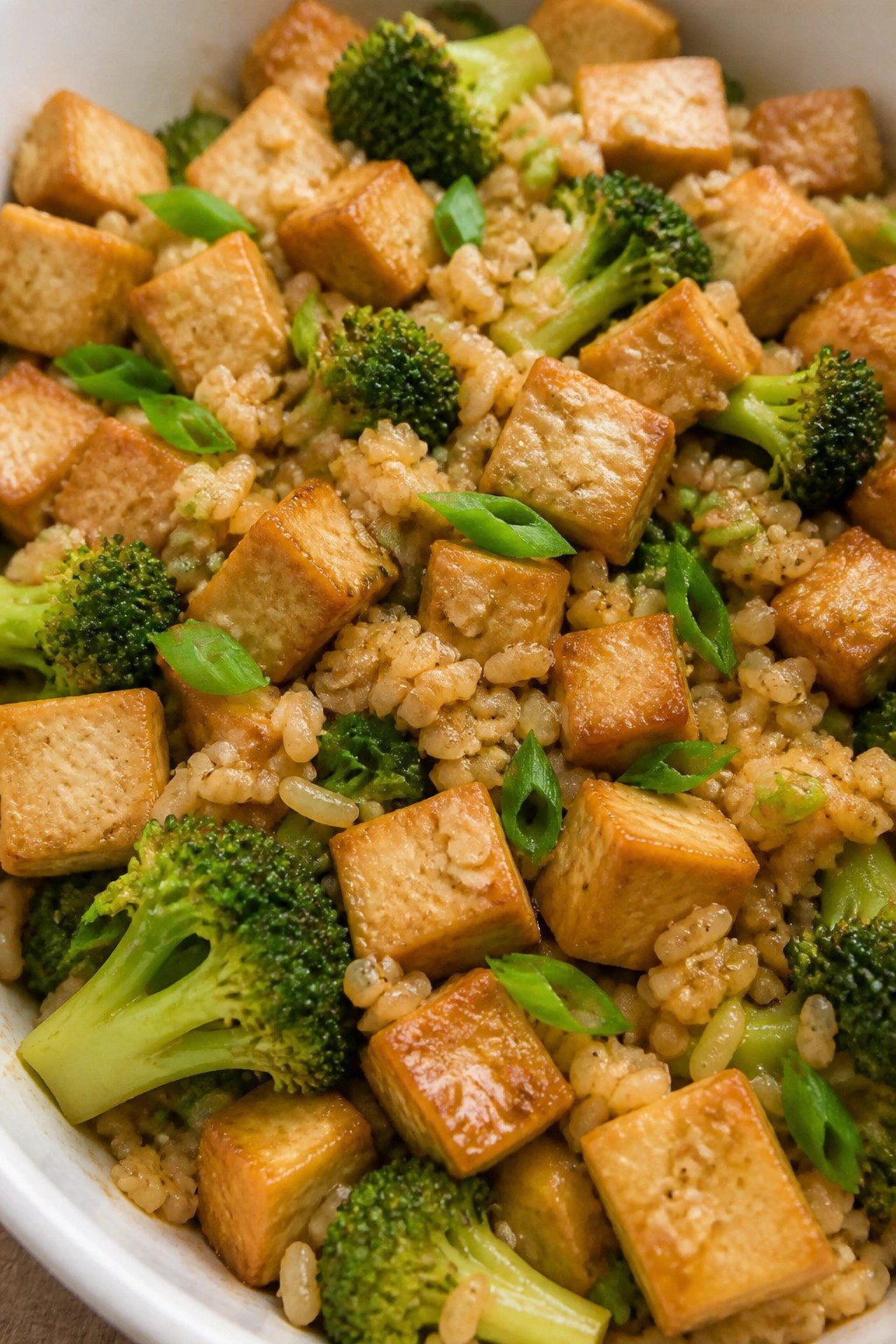 Ginger Tofu Broccoli Brown Rice Casserole