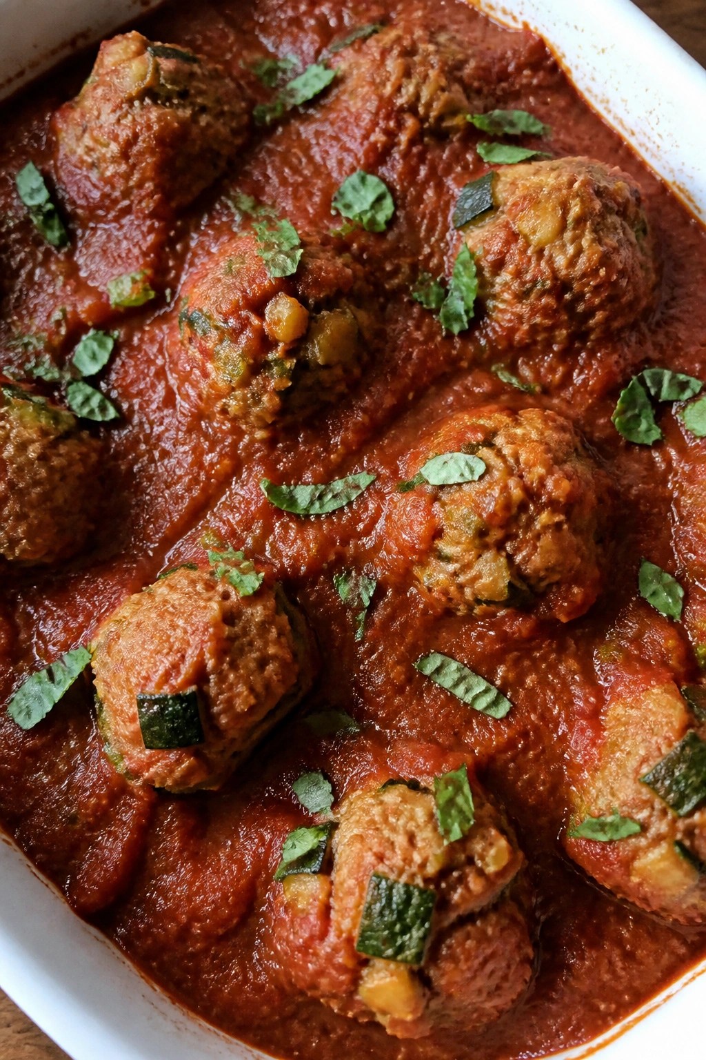 Italian Turkey Zucchini Meatball Casserole