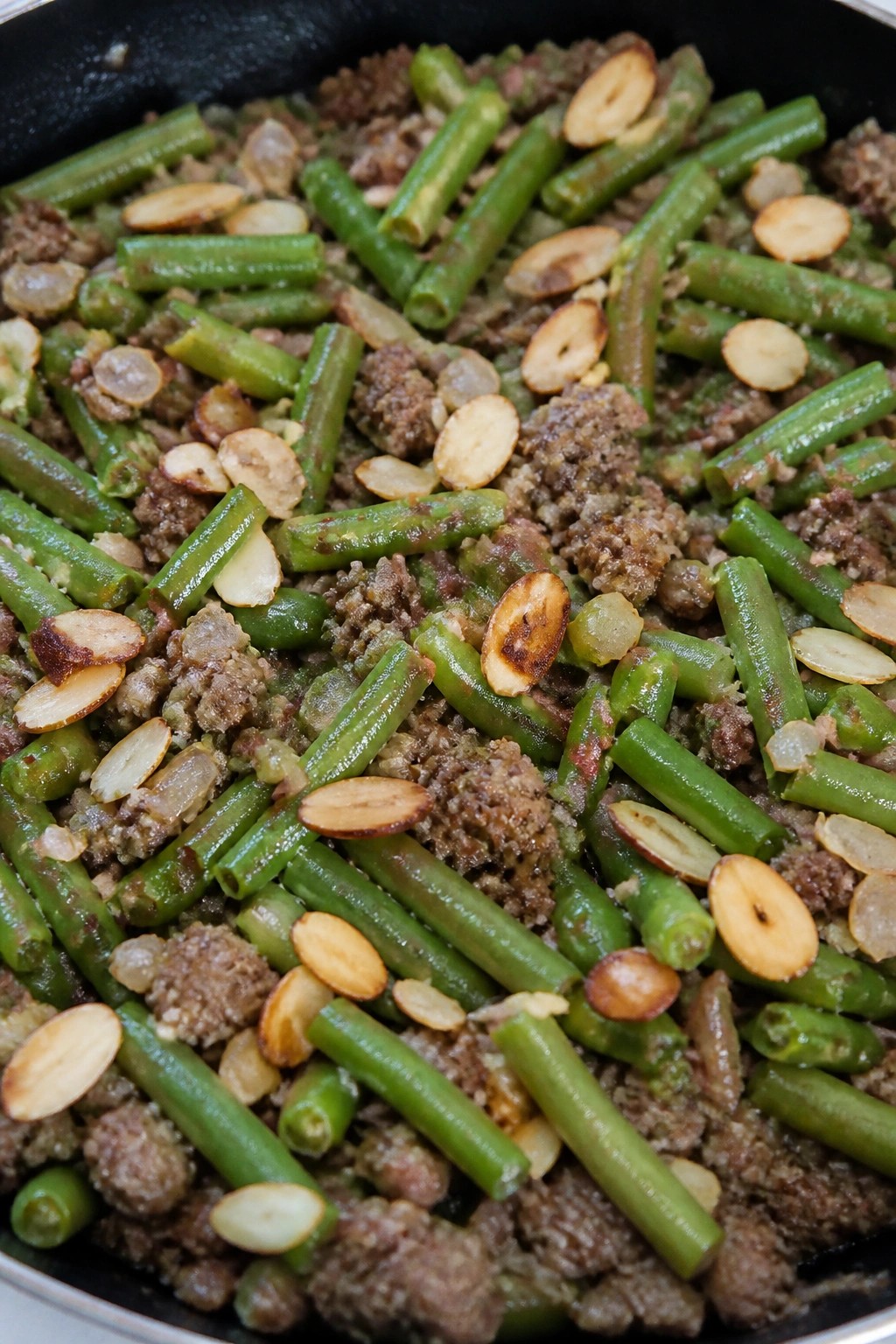 Lean Beef Green Bean Almondine Casserole
