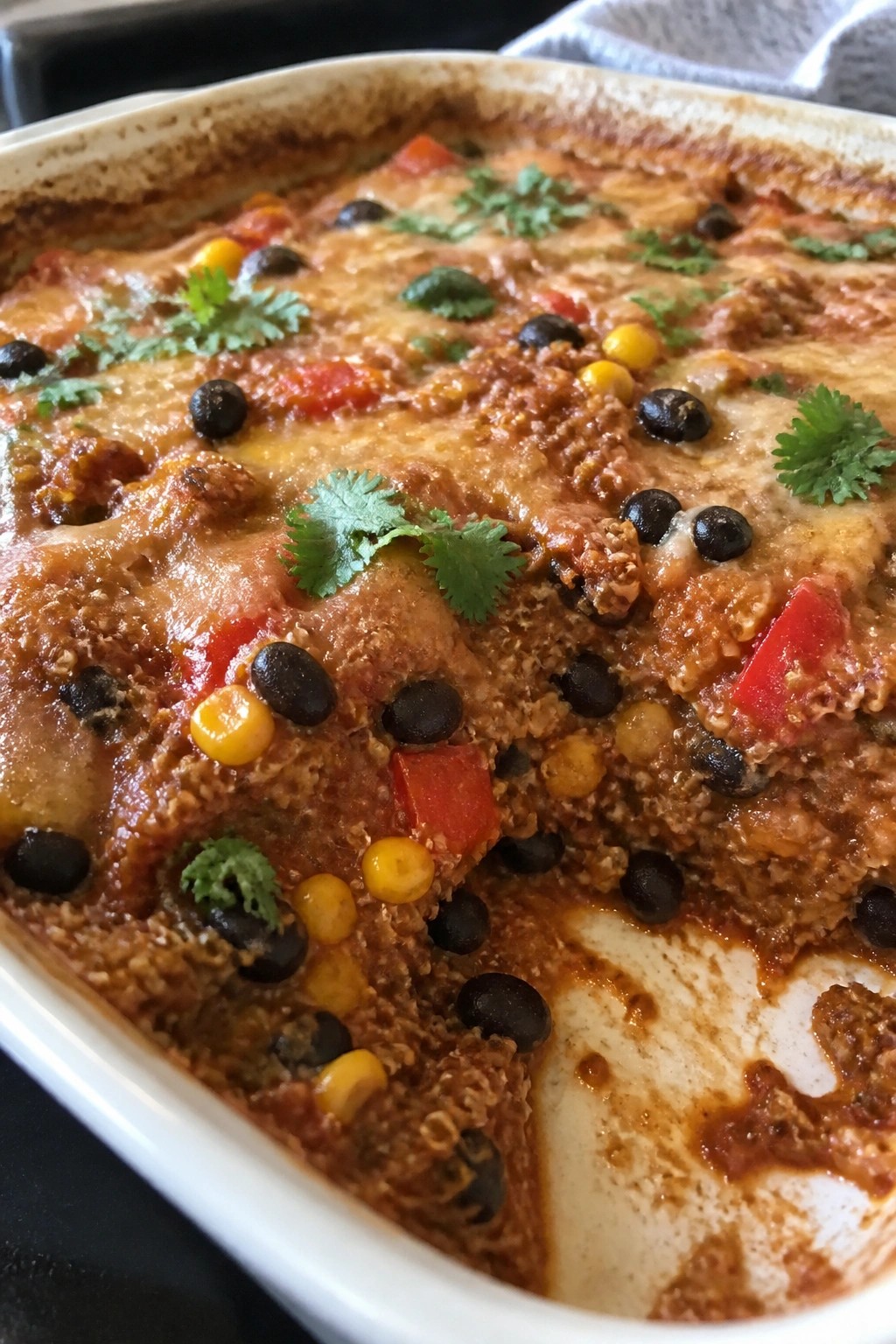 Quinoa Black Bean Enchilada Casserole