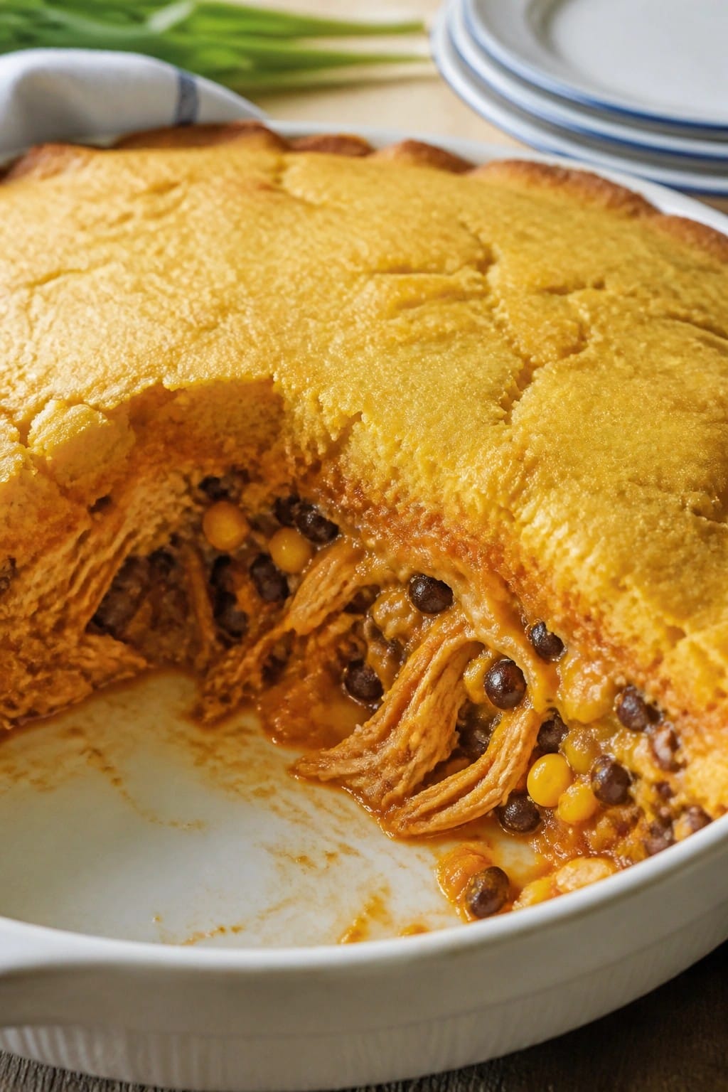 Chicken Tamale Pie with Cornbread Topping