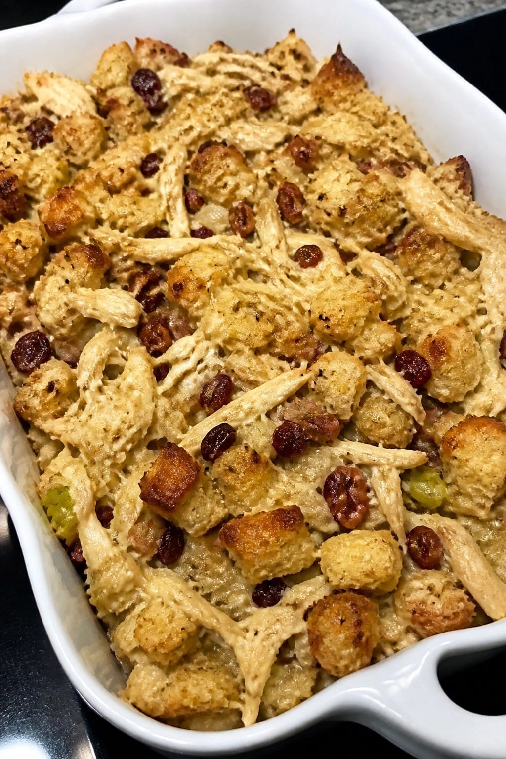Cranberry Pecan Chicken Stuffing Casserole
