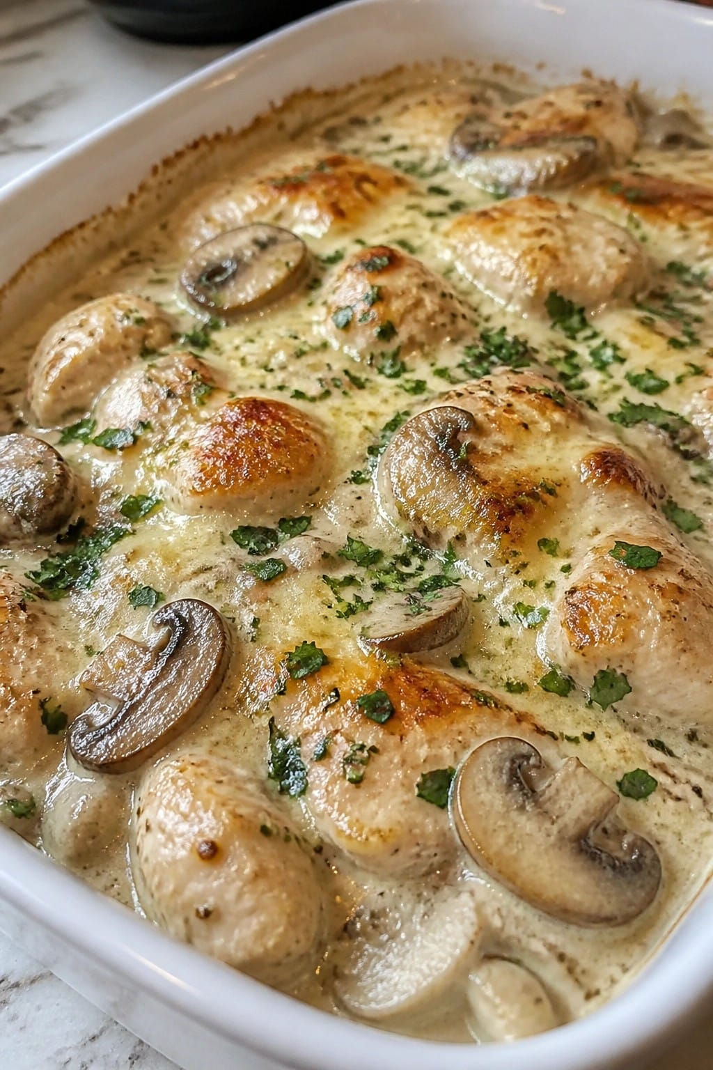 Creamy Garlic Mushroom Chicken Casserole