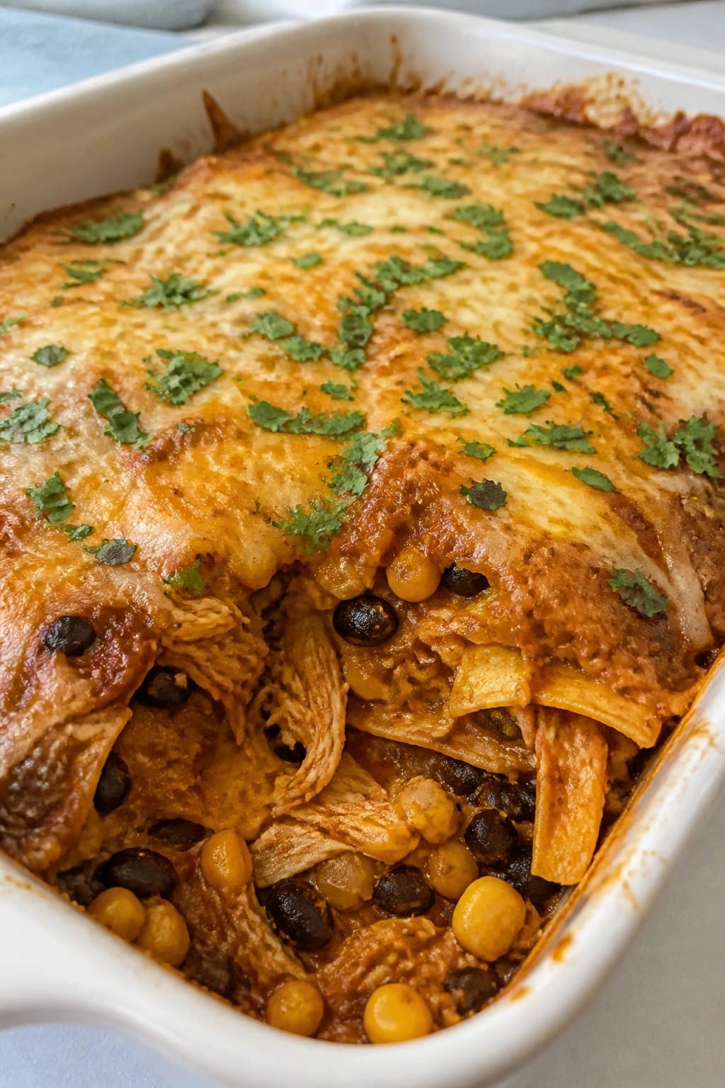 Mexican Black Bean Chicken Enchilada Casserole