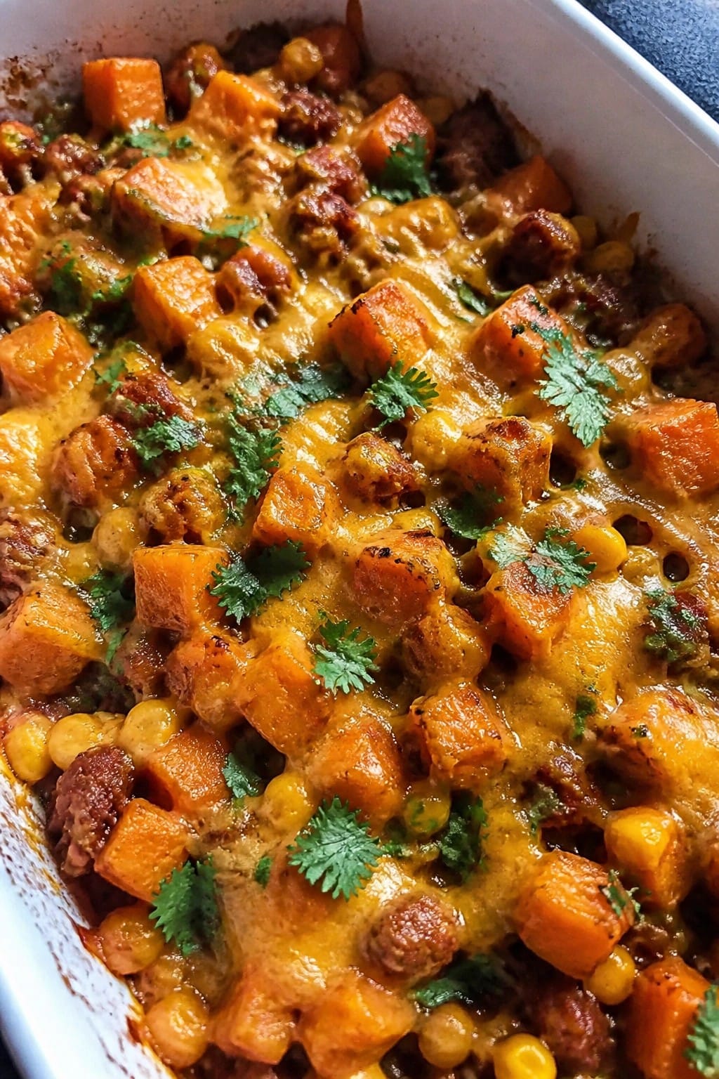 Chorizo Sweet Potato and Corn Casserole
