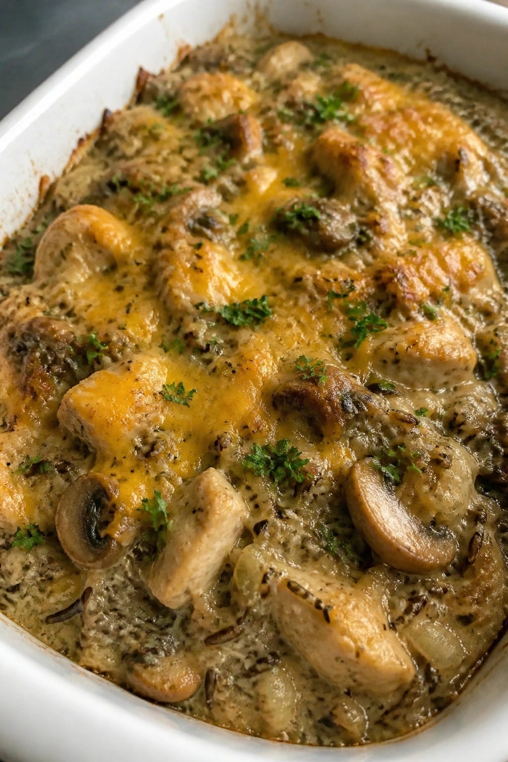 Creamy Chicken Wild Rice Mushroom Bake