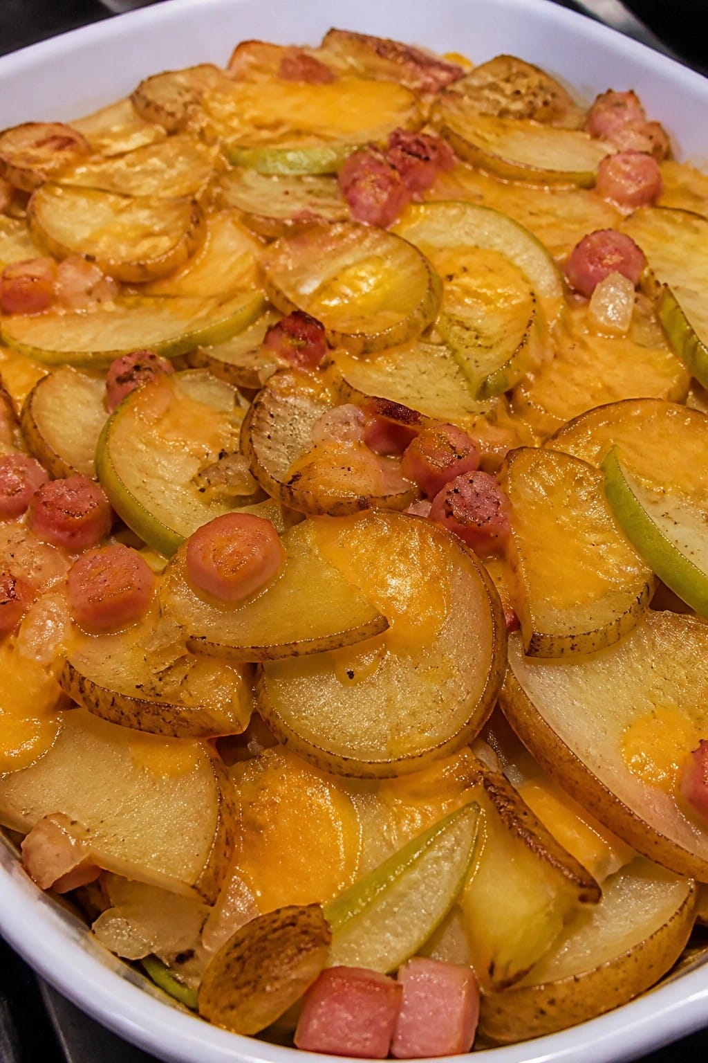 Ham Apple Cheddar Potato Casserole