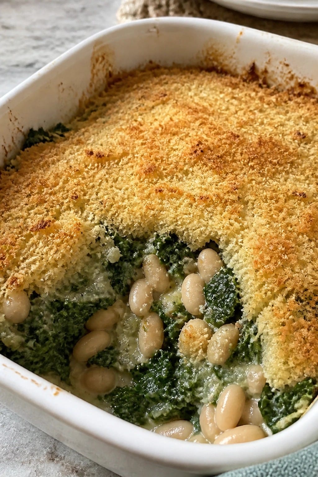 Kale White Bean Parmesan Gratin