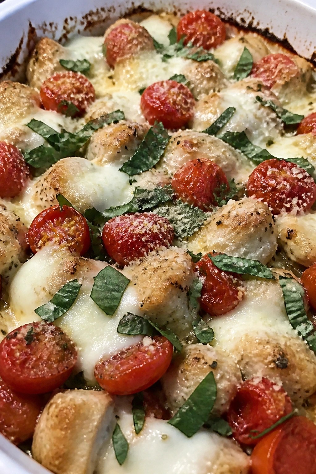 Caprese Chicken Tomato Mozzarella Casserole