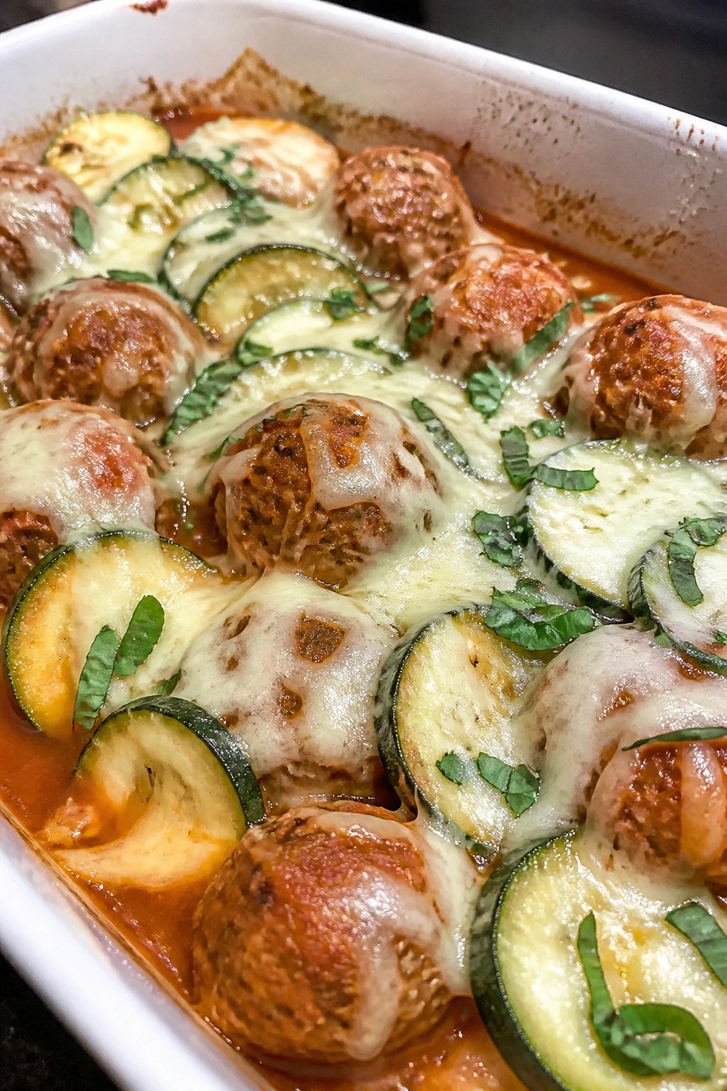 Italian Turkey Meatball Zucchini Casserole