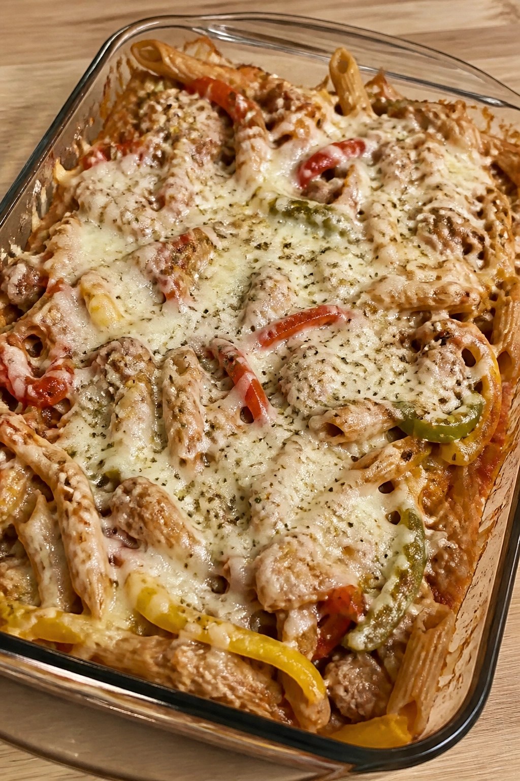 Turkey Sausage and Pepper Whole Wheat Pasta Casserole