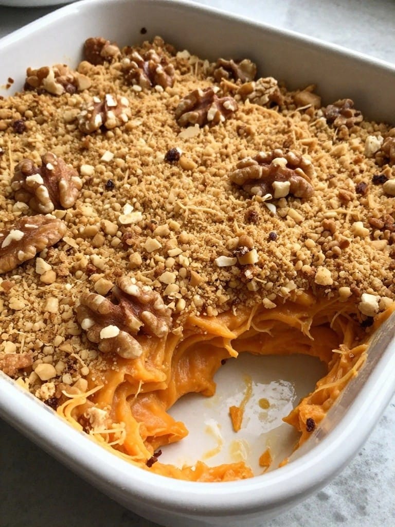 Bourbon Maple and Walnut Crumble Sweet Potato Casserole