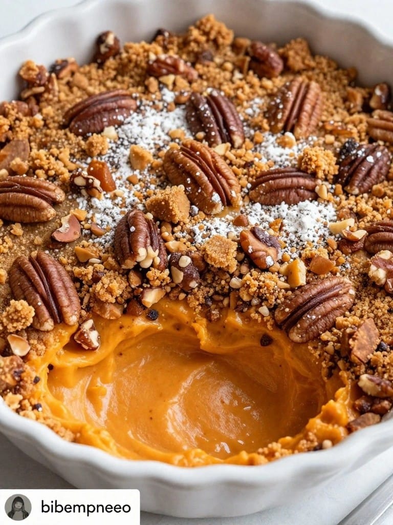 Gingerbread Spiced Pecan Sweet Potato Casserole
