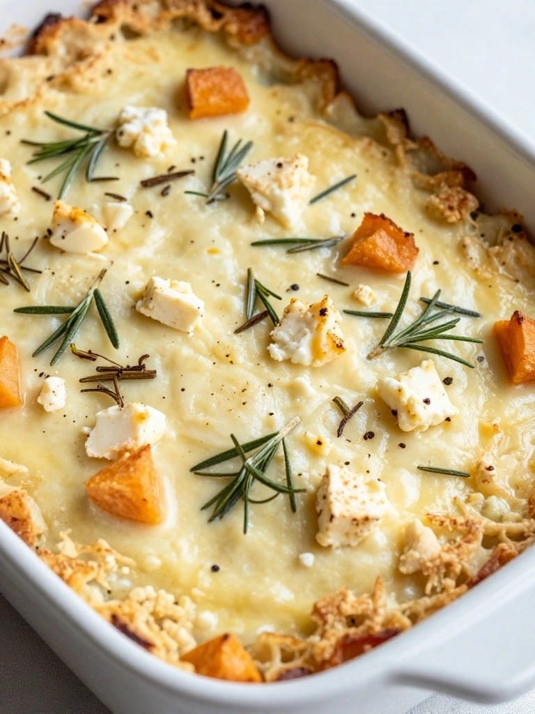 Savory Rosemary Goat Cheese Sweet Potato Casserole
