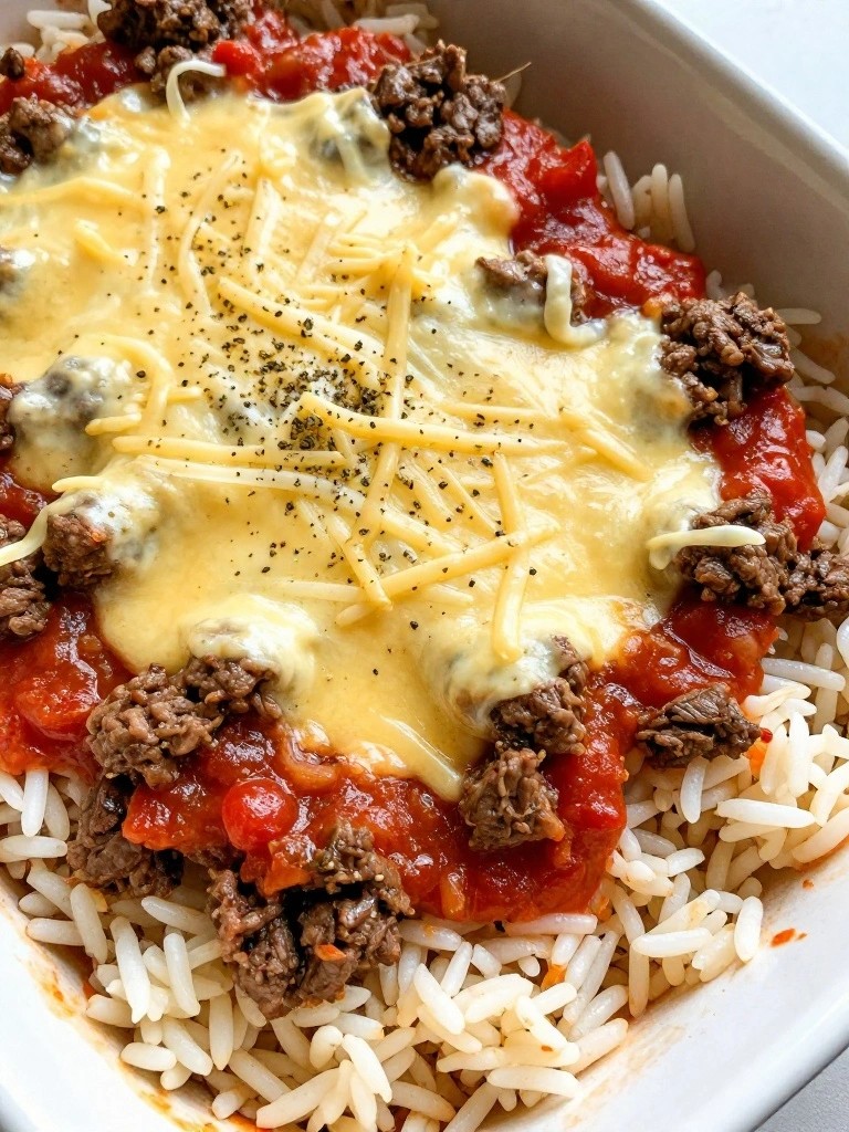 Italian Herb Beef and Rice Casserole with Tomato Sauce