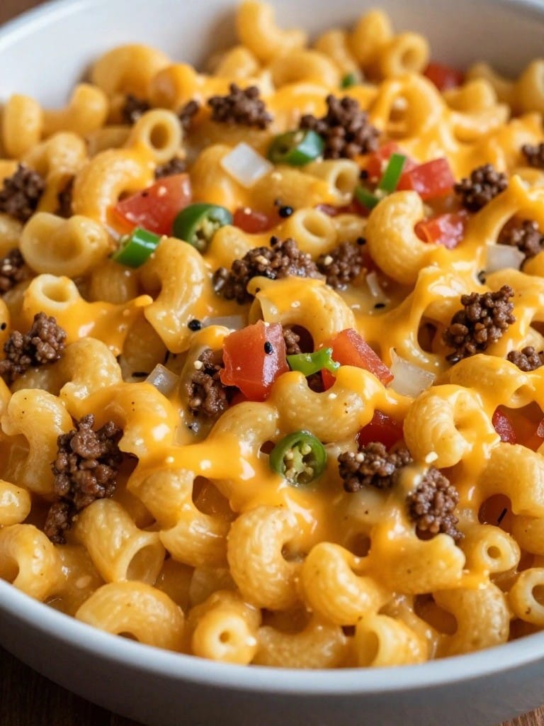 Beef Taco Macaroni and Cheese Bake