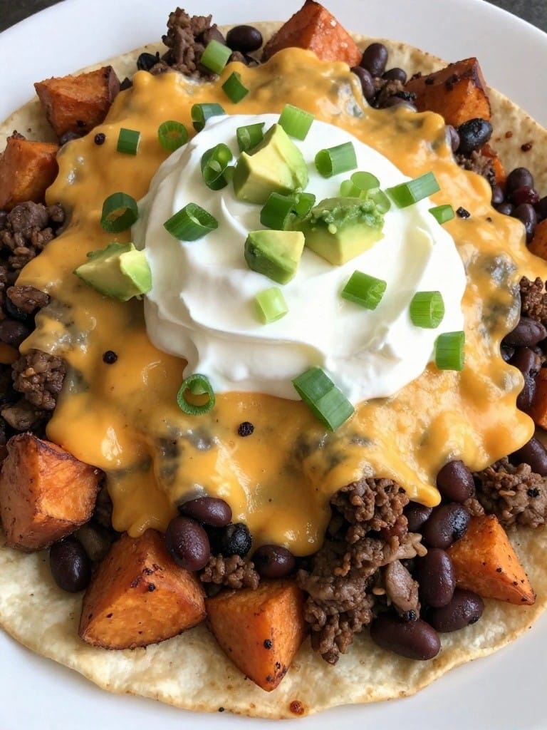 Loaded Beef Taco Sweet Potato Casserole