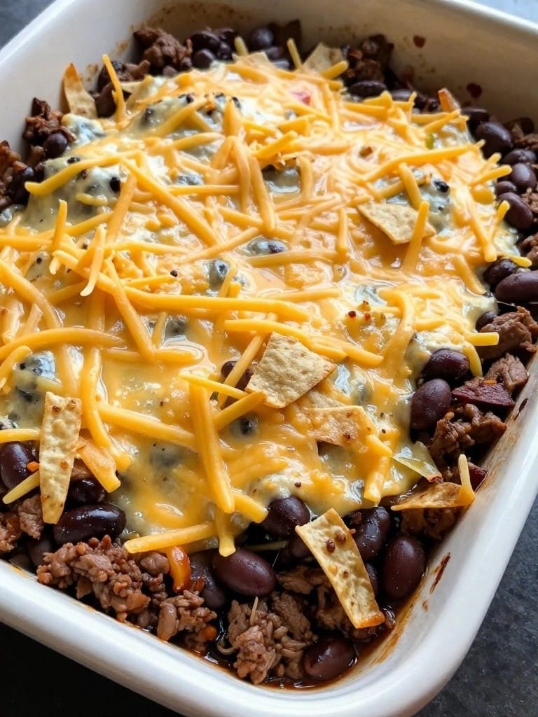 Smoky Adobo Beef Taco Black Bean Casserole