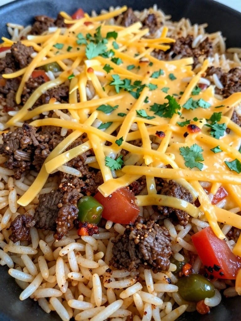 Spicy Chipotle Beef Taco Rice Bake