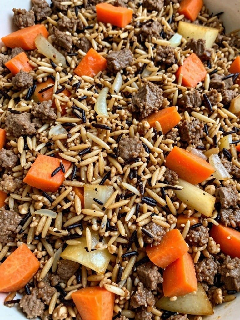 Beef and Wild Rice Casserole with Root Vegetables