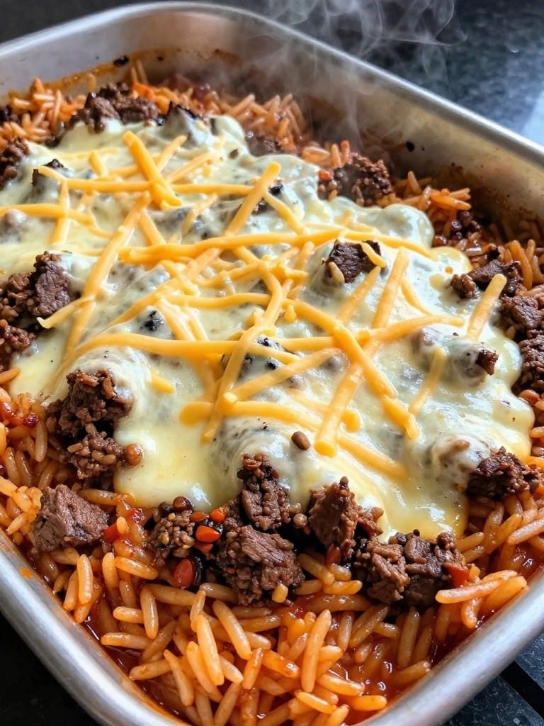 Spicy Beef Enchilada Rice Casserole