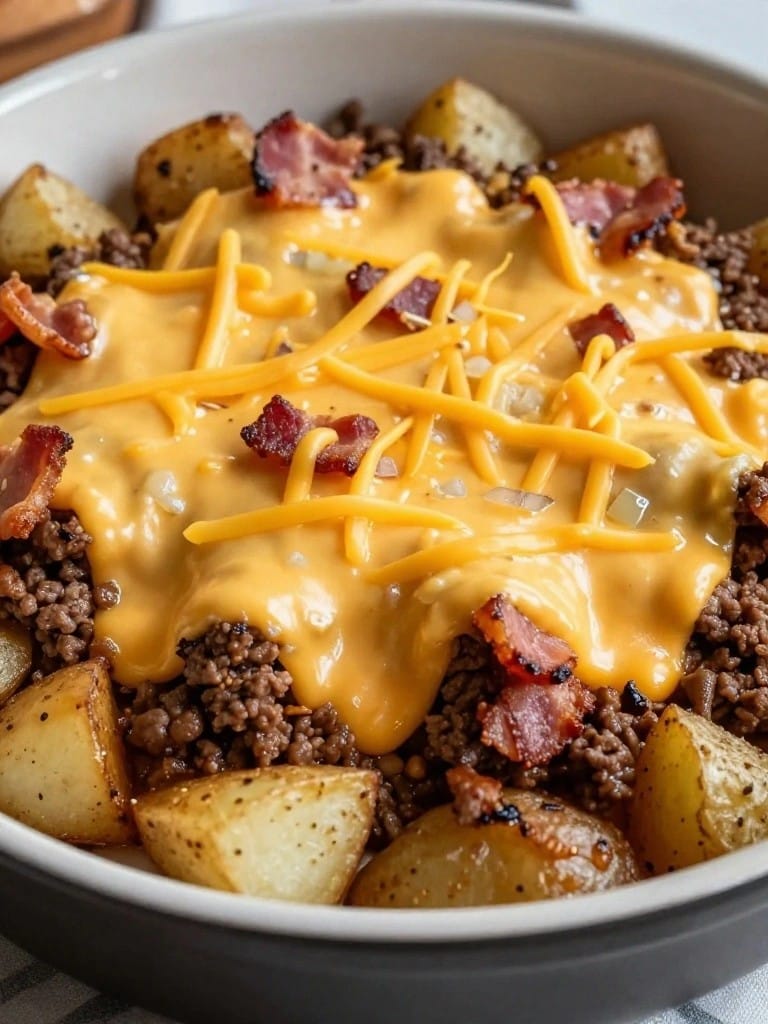 Loaded Bacon Cheeseburger Potato Casserole