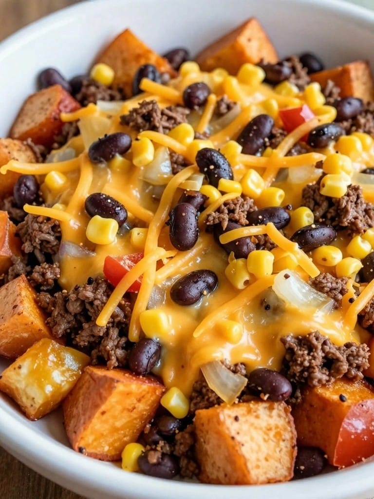 Loaded Tex-Mex Beef and Sweet Potato Casserole