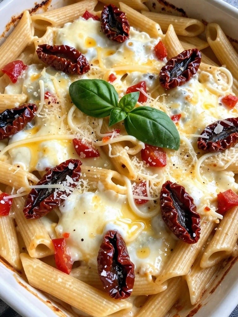 Sun-Dried Tomato and Basil Alfredo Pasta Casserole
