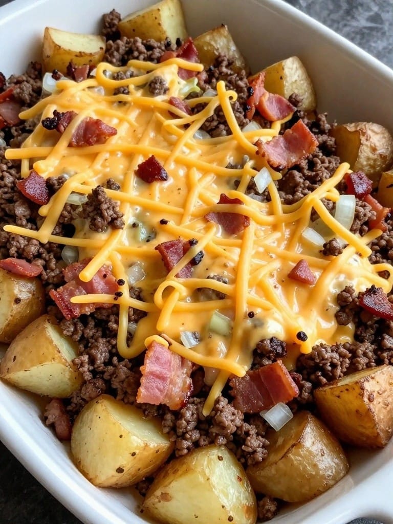 Loaded Bacon Cheeseburger Potato Casserole