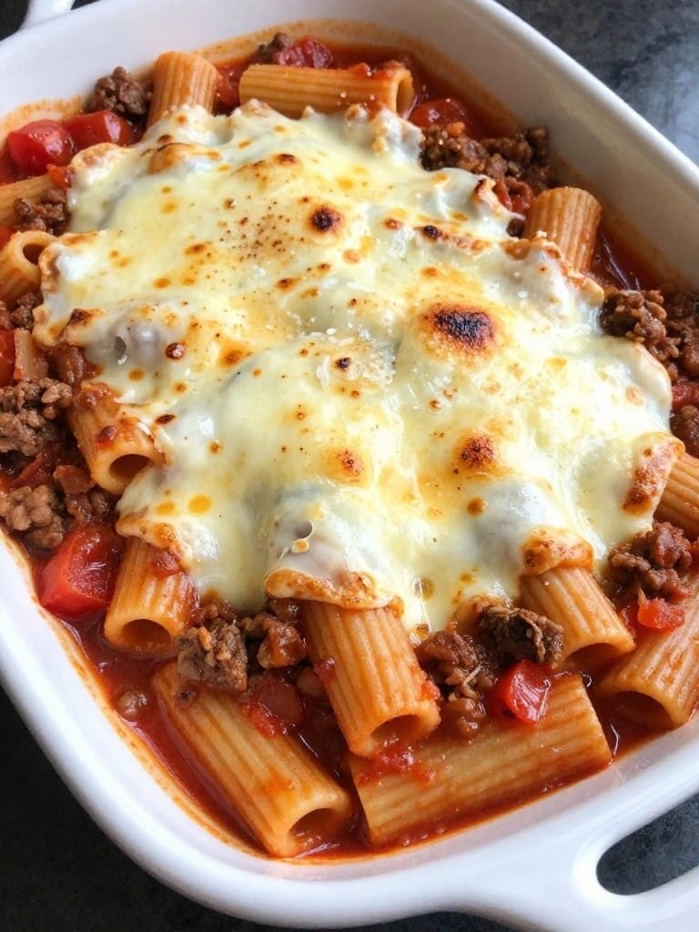 Hearty Beef Bolognese Baked Ziti