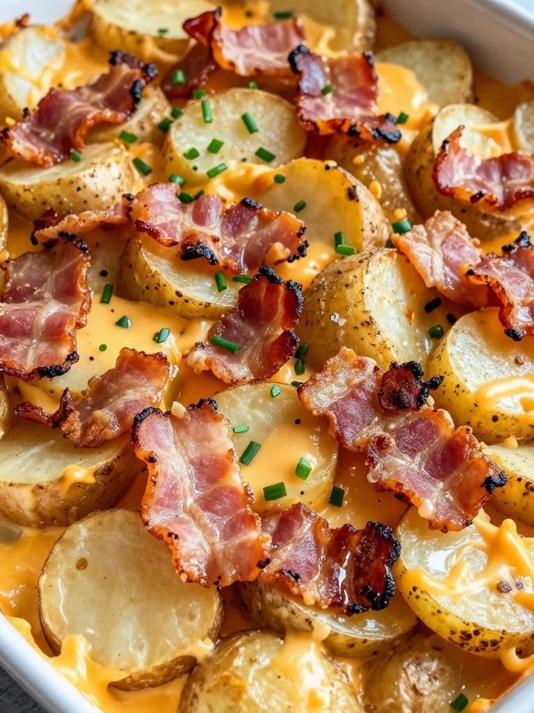 Bacon, Cheddar, and Chive Scalloped Potato Casserole