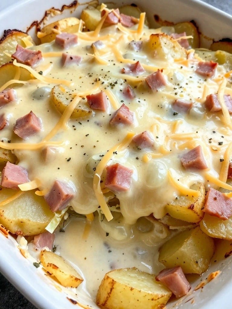 Ham, Swiss, and Dijon Scalloped Potatoes
