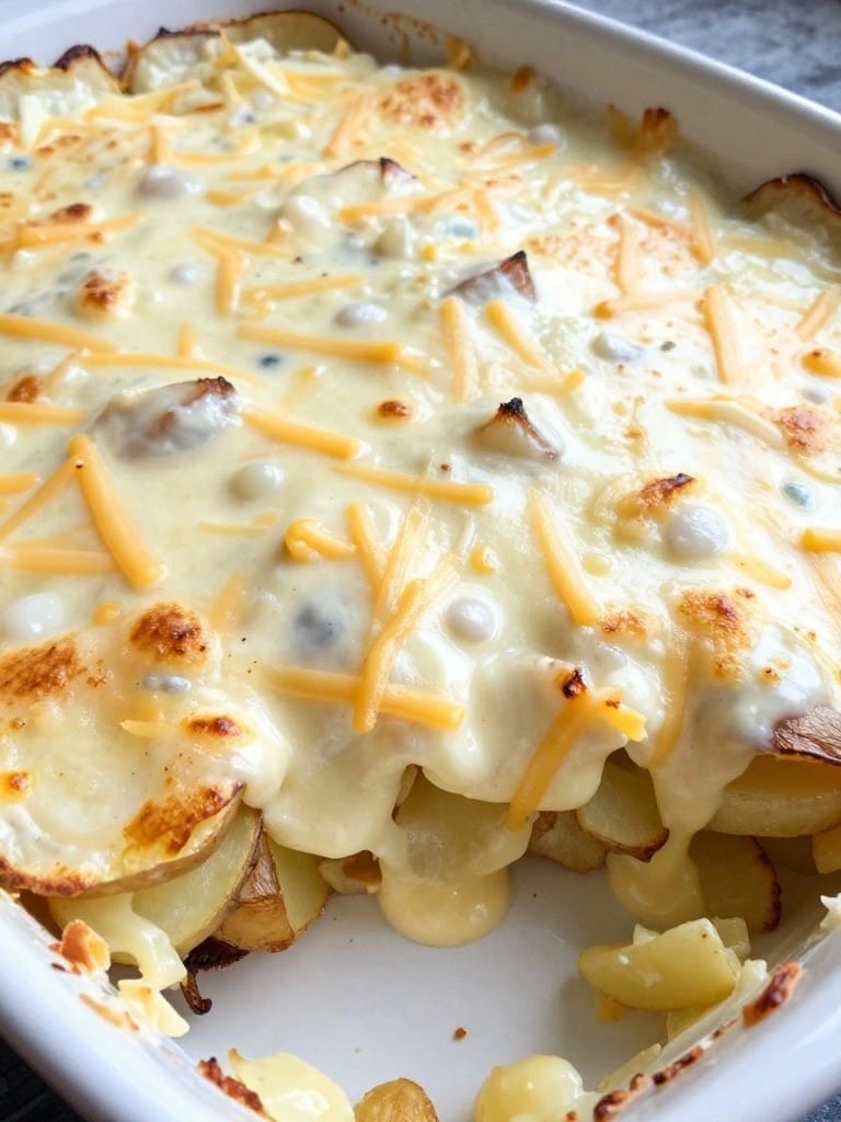 White Cheddar and Roasted Garlic Scalloped Potatoes