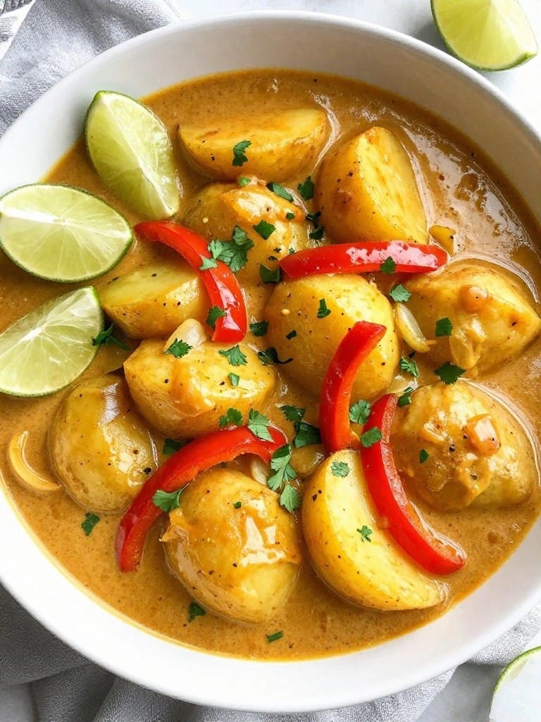 Thai Coconut Curry Potato Casserole with Bell Peppers