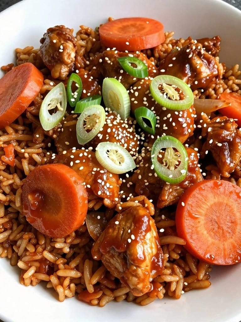 Korean Gochujang Chicken and Carrot Brown Rice Casserole