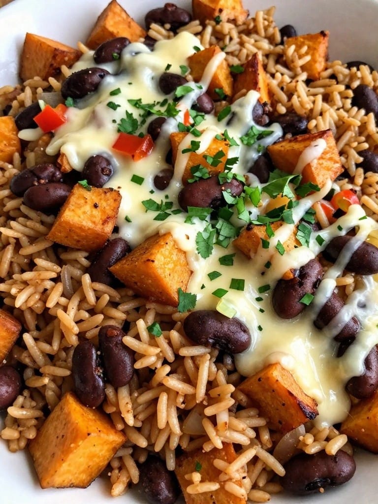 Mexican Black Bean and Sweet Potato Brown Rice Casserole