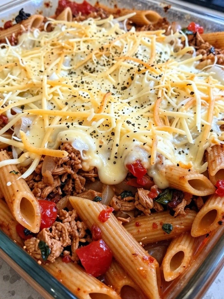 Whole Wheat Penne with Turkey Bolognese and Mozzarella