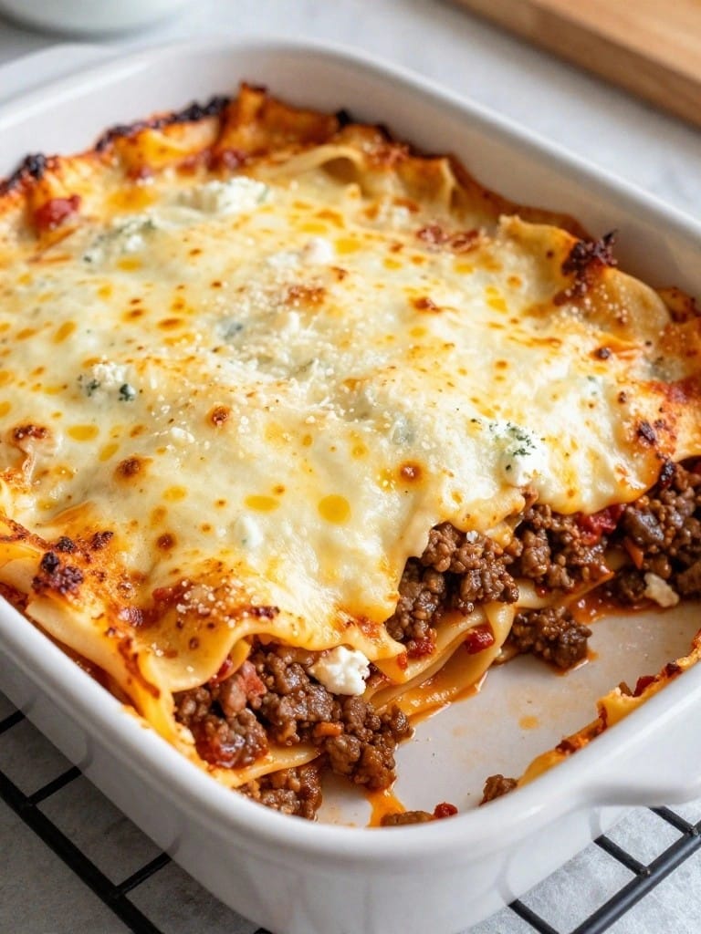 Three-Cheese Beef Lasagna Casserole