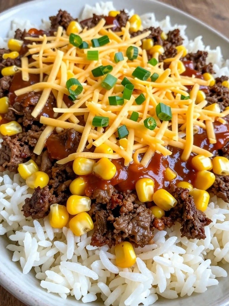 BBQ Beef and Corn Rice Casserole