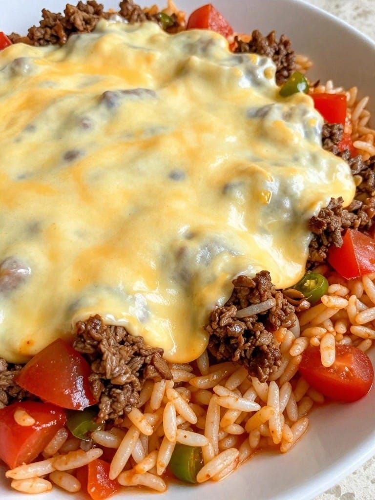 Cheesy Beef Taco Rice Casserole