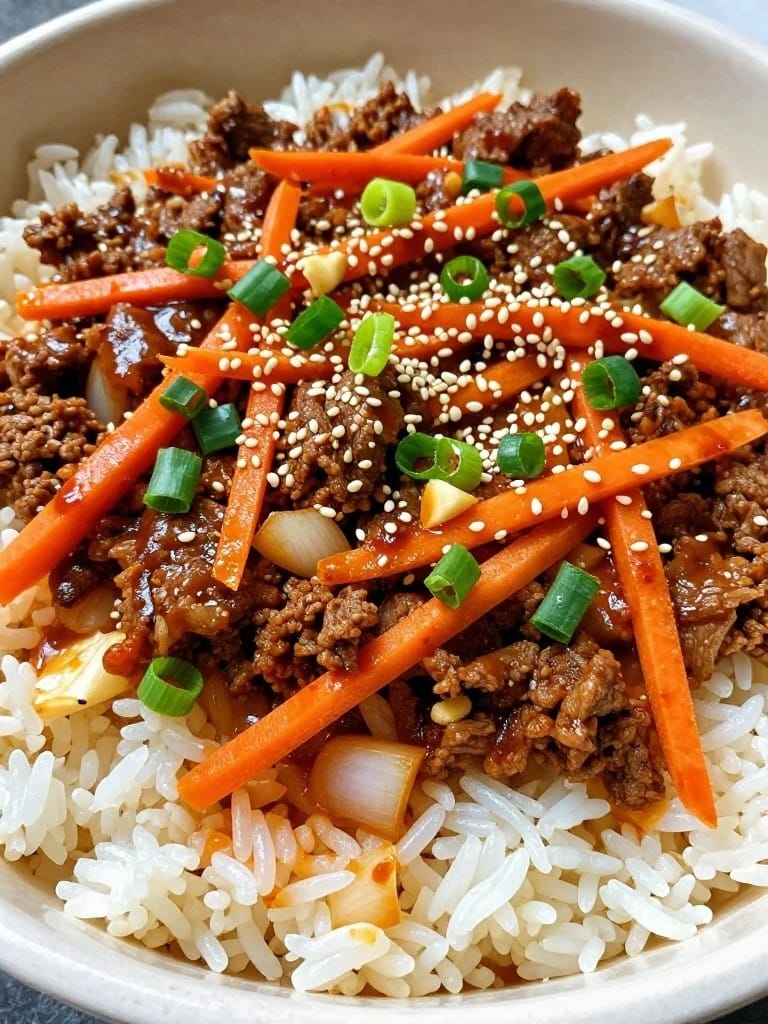 Spicy Korean Gochujang Beef Rice Casserole