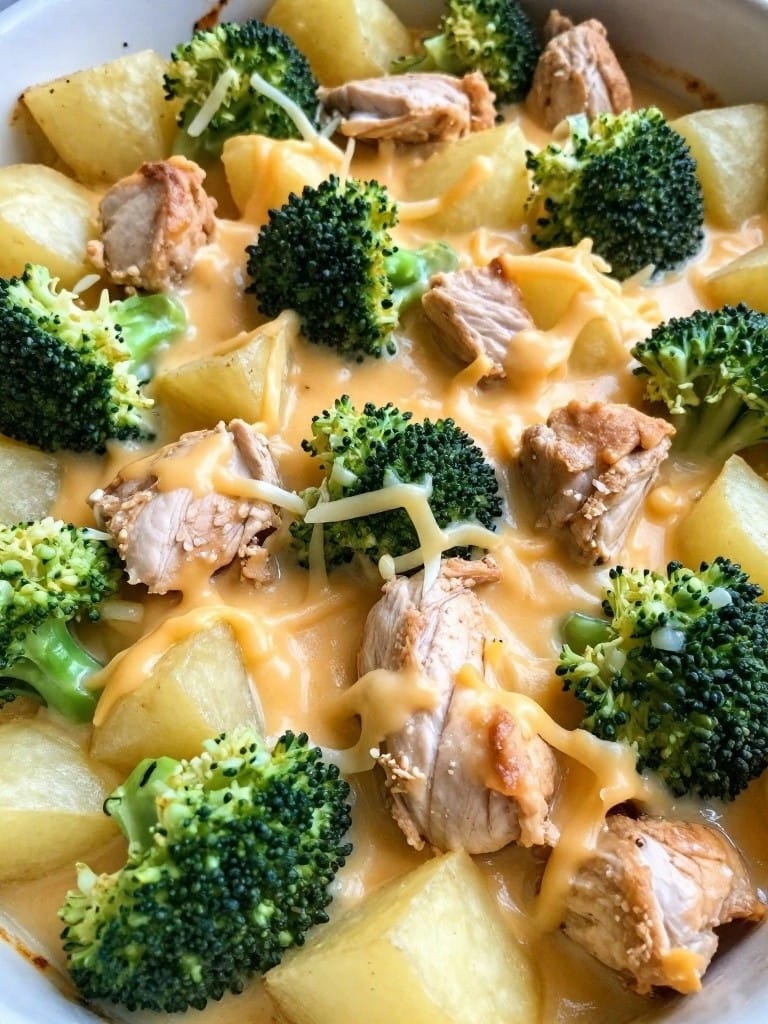 Broccoli Cheddar Potato Casserole with Chicken
