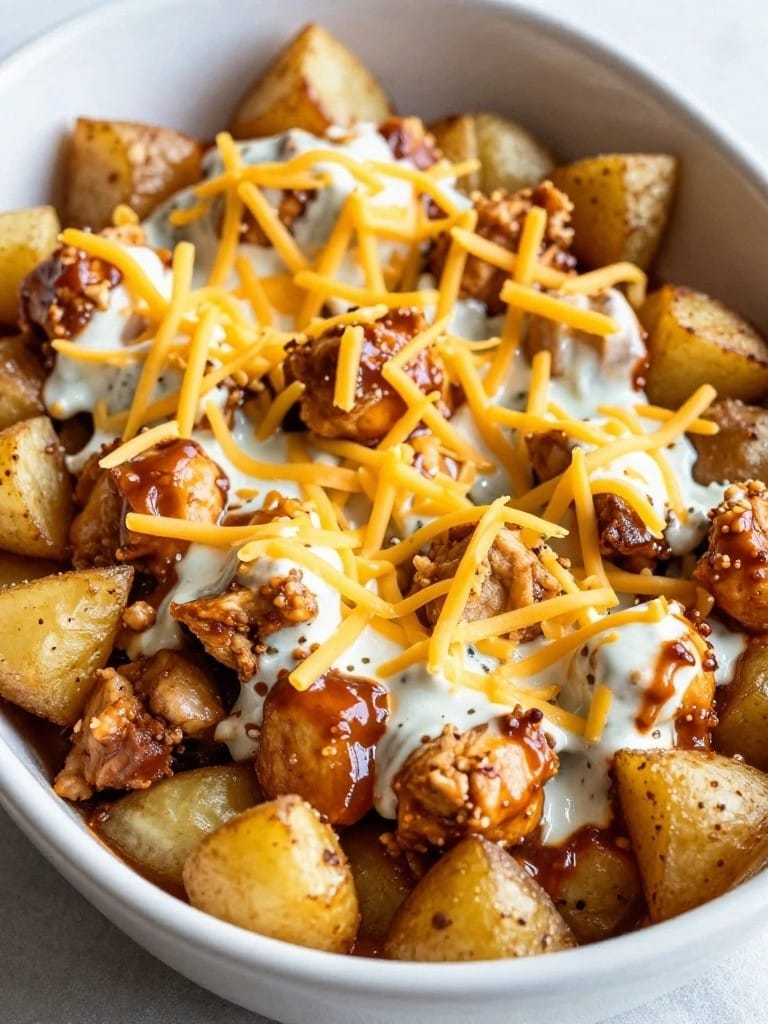 Buffalo Ranch Chicken Potato Casserole