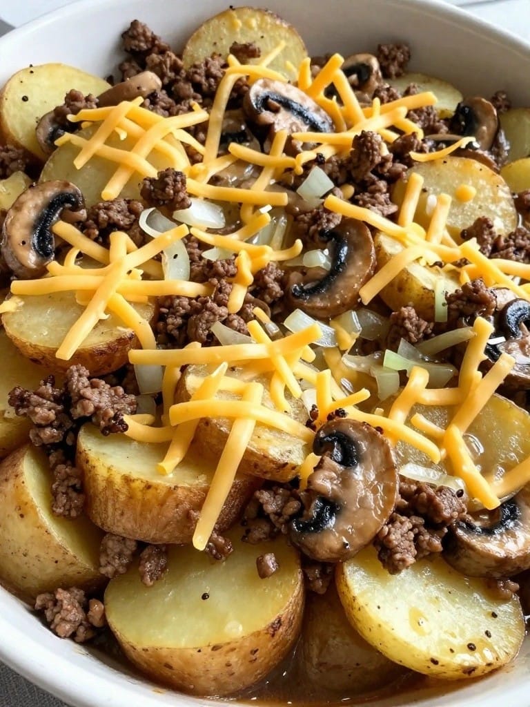 Hearty Beef and Mushroom Potato Casserole
