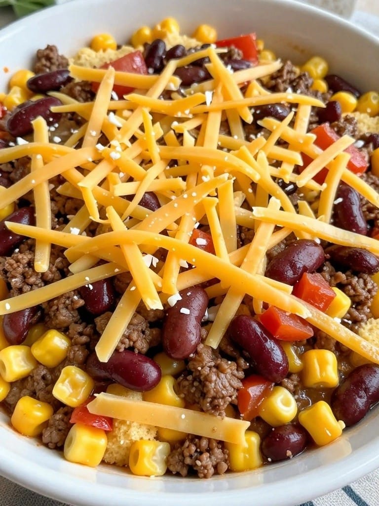 Beef and Cornbread Topped Chili Casserole