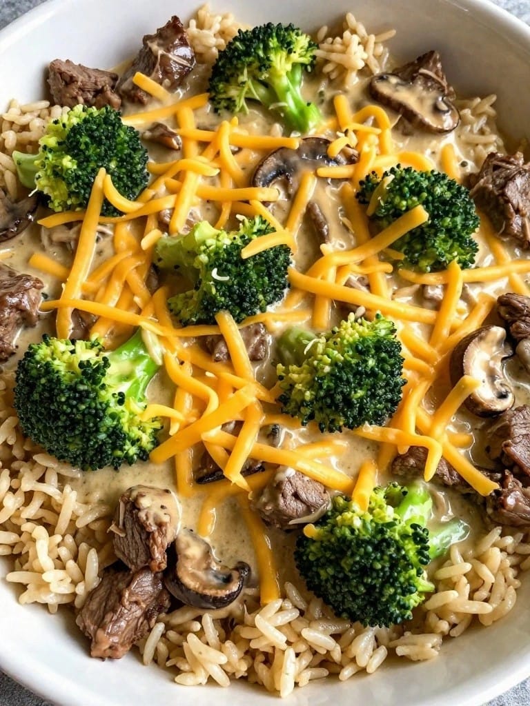 Creamy Beef and Broccoli Rice Casserole
