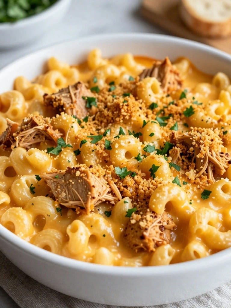 Buffalo Chicken Mac and Cheese Bake