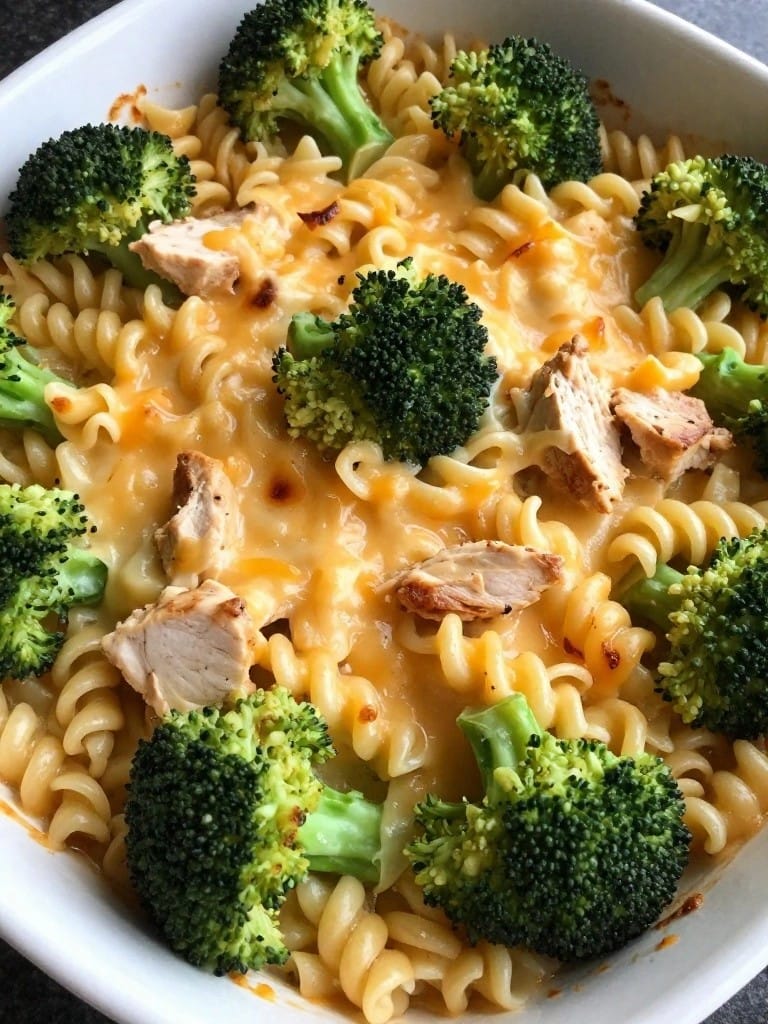Cheesy Chicken Broccoli Rotini Casserole